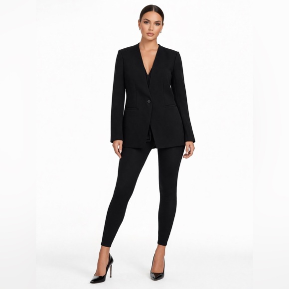 SPANX Jackets & Blazers - Spanx Collarless Black Tailored Blazer – Sleek Single Button Structured Jacket